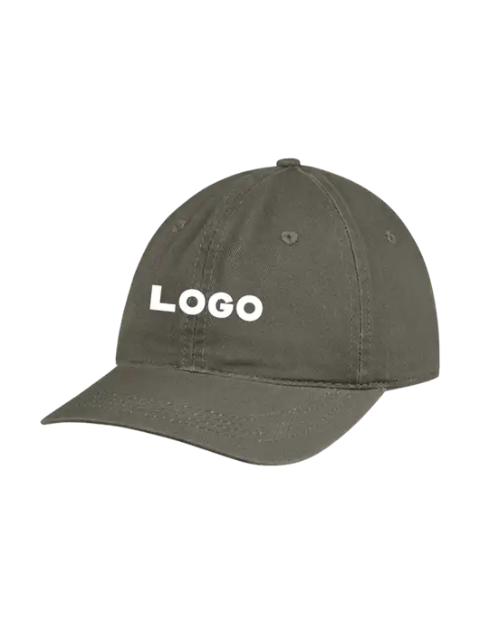 Garment Washed Unstructured Twill Olive Cap w/Logo