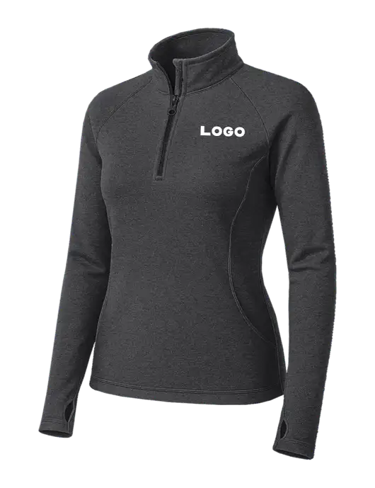 Dark Grey Heather Womens Sport Wick Stretch 1/4 Zip Pullover w/Logo