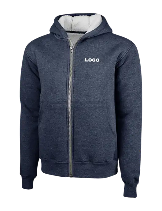 Cornerstone Navy Heavyweight Sherpa Lined Hooded Fleece Jacket w/Logo