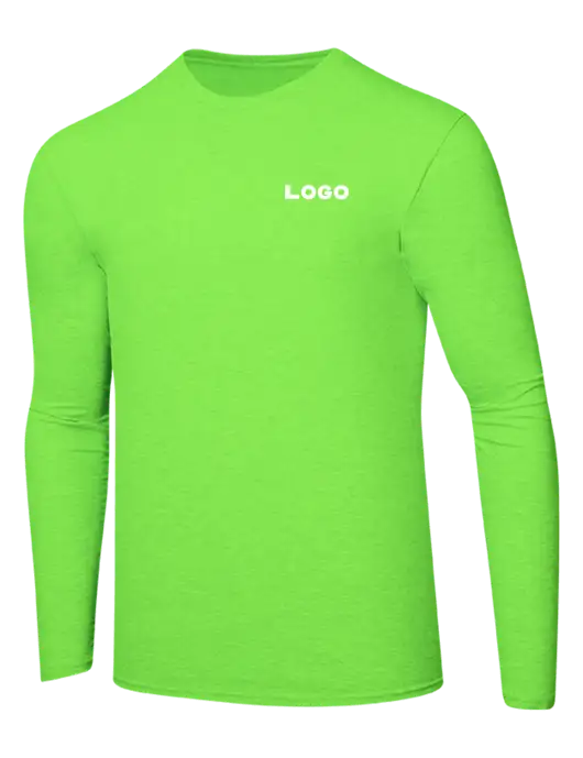Ring Spun Safety Green 4.5 oz Long Sleeve T-Shirt w/Logo
