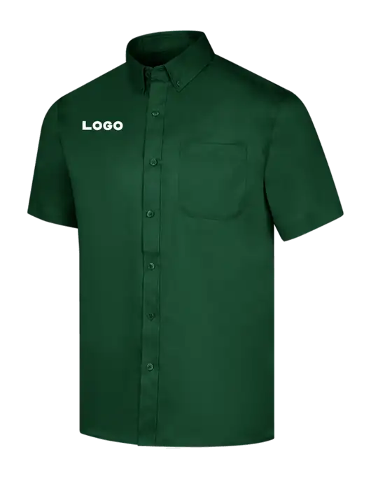 Short Sleeve Dark Green Superpro React Twill Shirt w/Logo