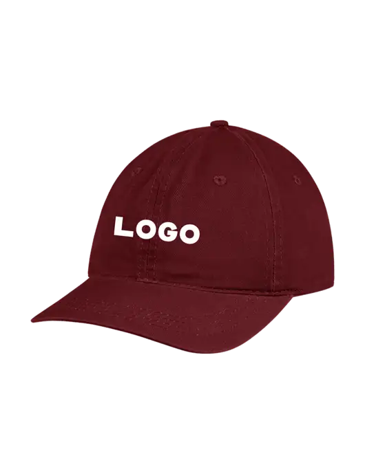 Garment Washed Unstructured Twill Maroon Cap w/Logo