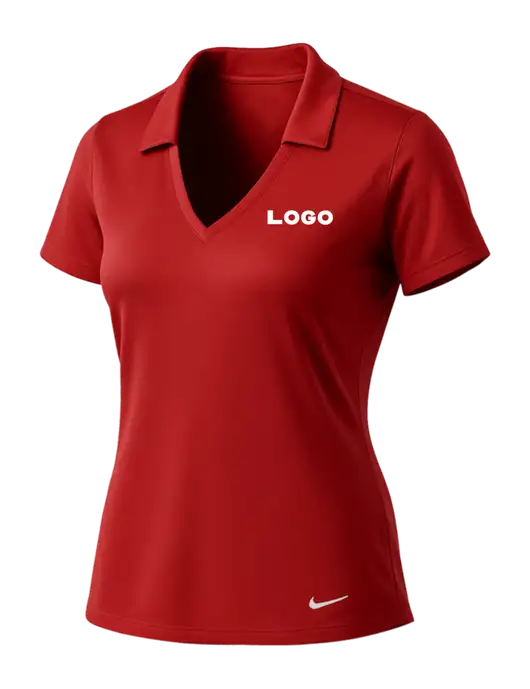 NIKE Red Womens Dri-Fit Vertical Mesh Polo w/Logo
