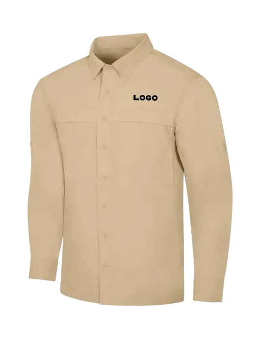 Tan Long Sleeve UV Daybreak Shirt w/Logo