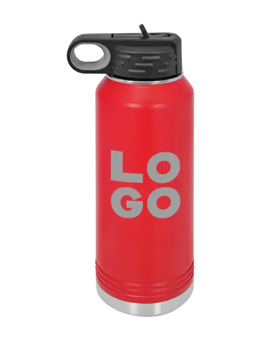 Polar Camel 32 oz Powder Coated Red Vacuum Insulated Water Bottle w/Logo
