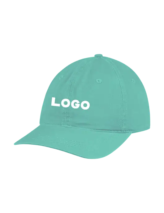 Garment Washed Unstructured Twill Very Light Teal Cap w/Logo