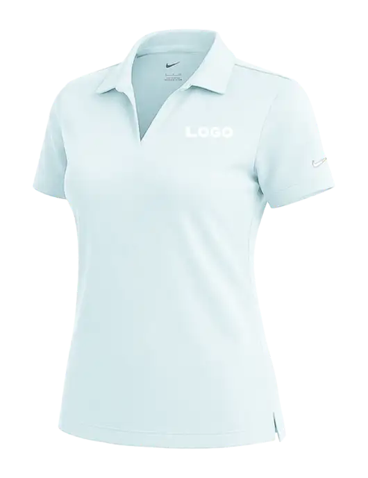 NIKE Very Light Blue Womens Dri-Fit Micro Pique Polo w/Logo