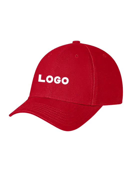 Red Structured Soft Snap Closure Hook & Loop Cap w/Logo