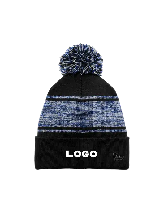 New Era Black/Royal Knit Chilled Pom Beanie w/Logo