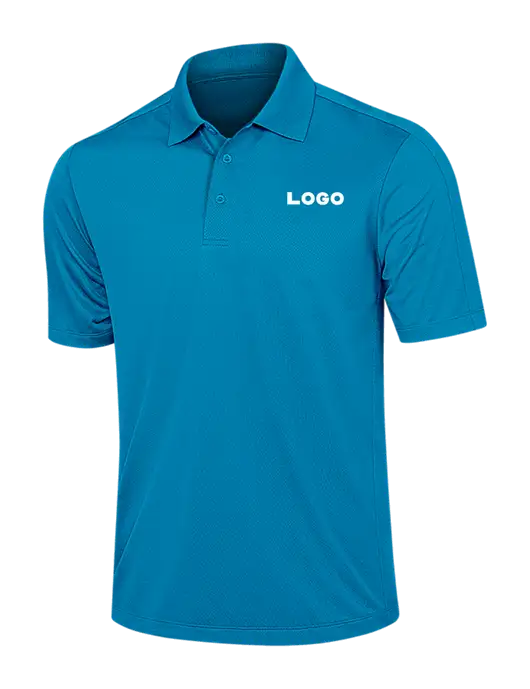 Sapphire Blue Diamond Textured Jacquard Polo w/Logo