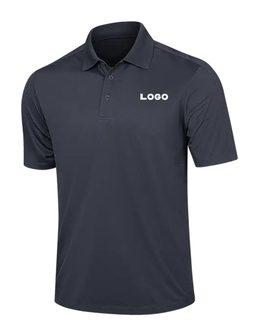 Dark Grey Diamond Textured Jacquard Polo w/Logo