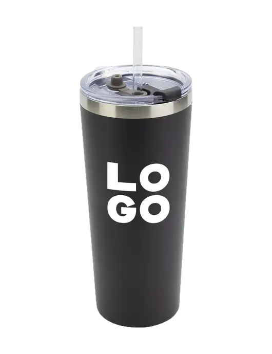 Brighton Black 20 oz Insulated Tumbler & Straw w/Logo