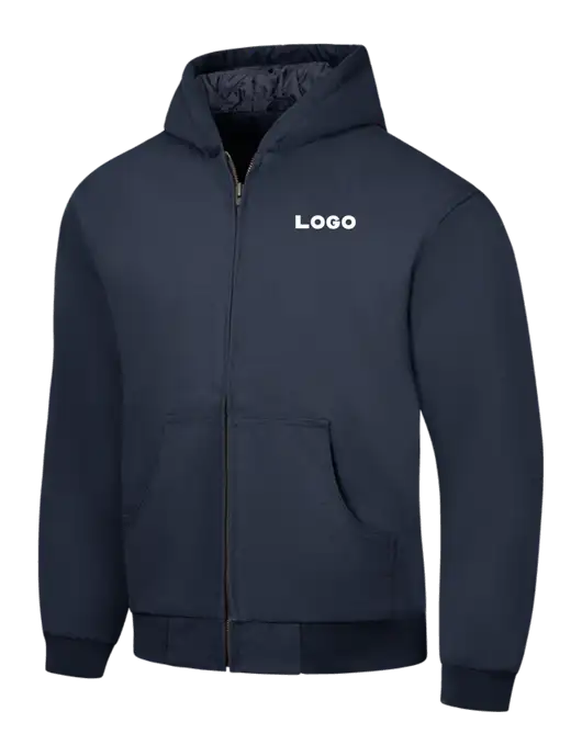 CornerStone Navy Duck Cloth Hooded Work Jacket w/Logo