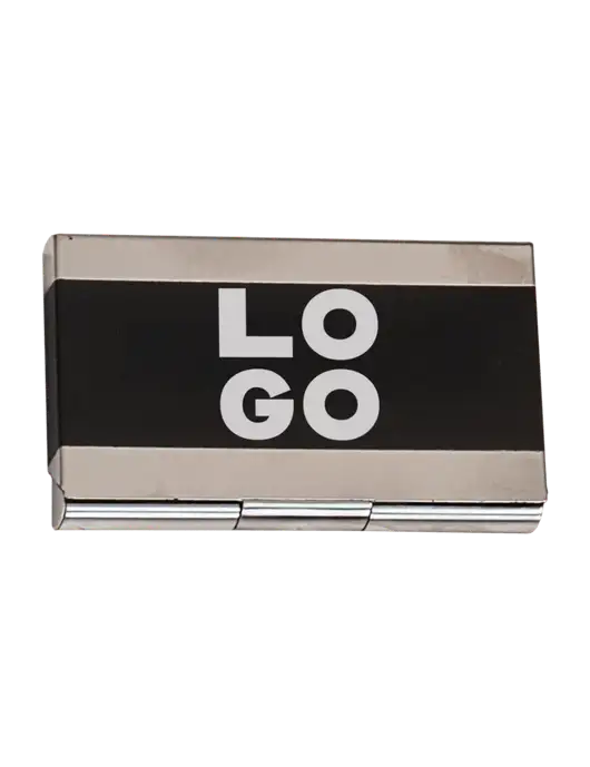Black 3.75 x 2.5 Business Card Holder w/Logo