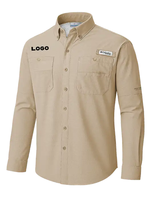 Columbia Fossil PFG Tamiami II Long SleeveShirt w/Logo