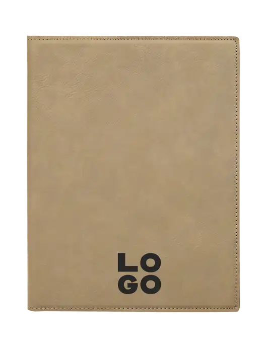 Tan Leatherette 7 x 9 Portfolio with Notepad w/Logo