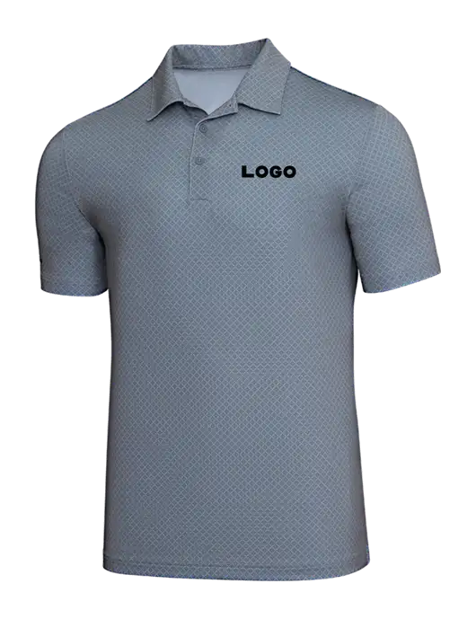 Adidas Light Grey Three Diamond Dot Print Polo w/Logo