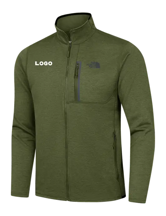 North Face Olive Heather Skyline Full-Zip Fleece Jacket w/Logo