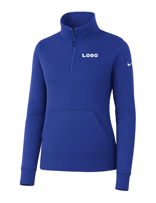 Nike Womens Royal Club Fleece Sleeve Swoosh 1/2-Zip w/Logo