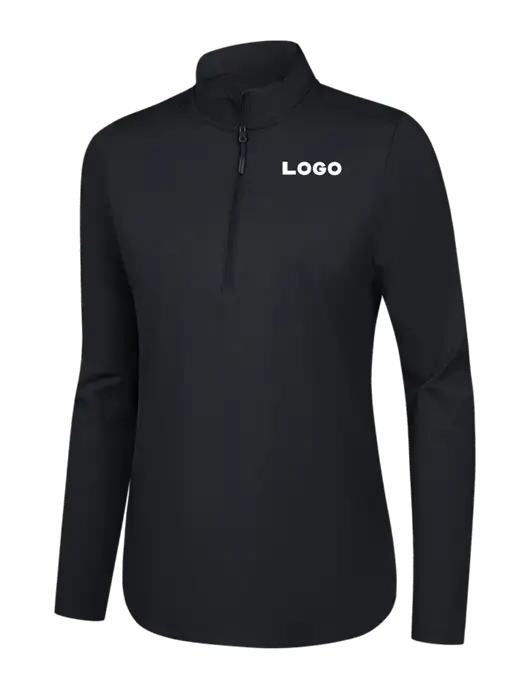  Womens Black C-FREE Double Knit 1/4-Zip w/Logo
