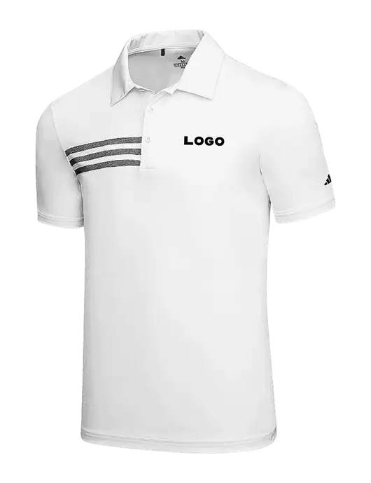 Adidas White 3 Stripes Chest Polo w/Logo