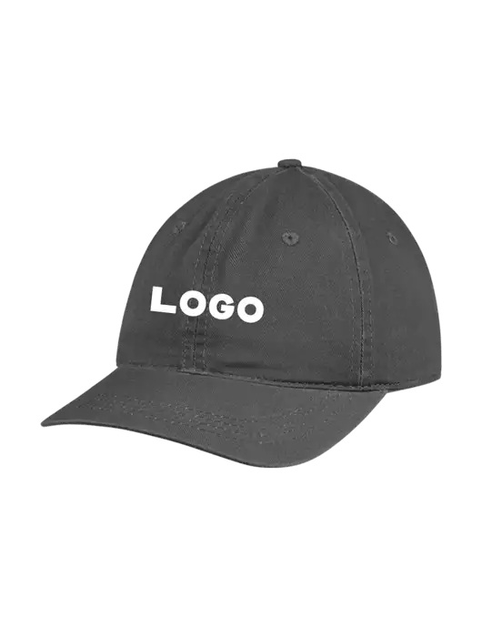 Garment Washed Unstructured Twill Charcoal Cap w/Logo