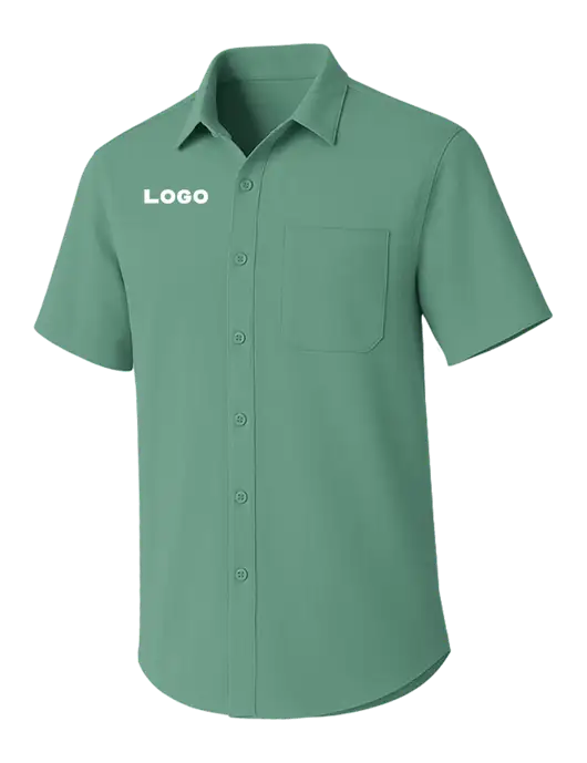 Sage Green Short Sleeve UV Dockside Shirt w/Logo