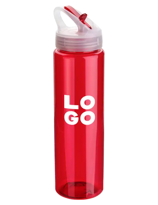 Buddy Red 32 oz PET Bottle with Flip Lid w/Logo