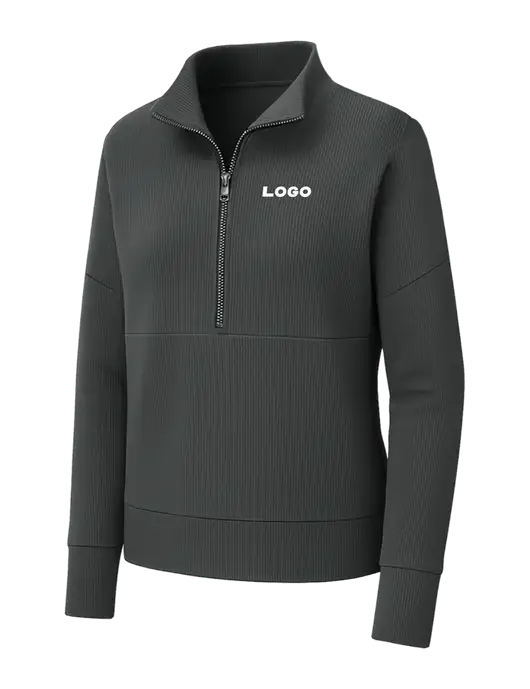 Mercer+Mettle Womens Dark Grey Linear Texture Quarter Zip w/Logo