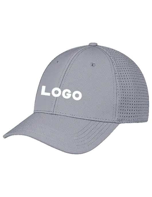 Grey Performance Stretchable Cap Hook & Loop w/Logo