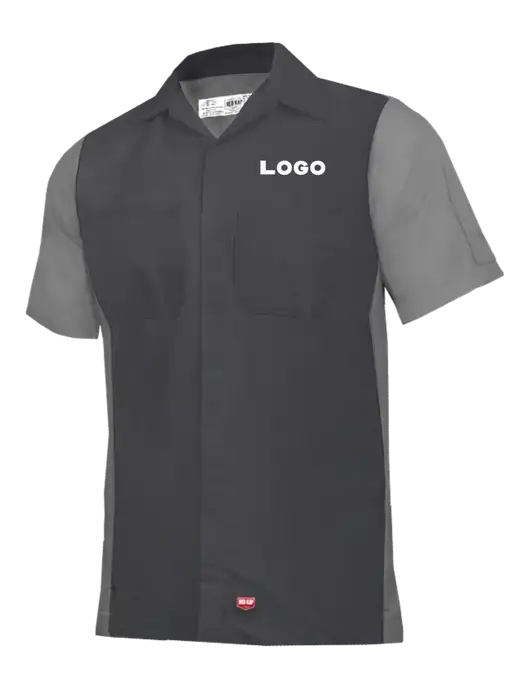 Red Kap Charcoal Grey/ Light Grey Short Sleeve Ripstop Crew Shirt w/Logo