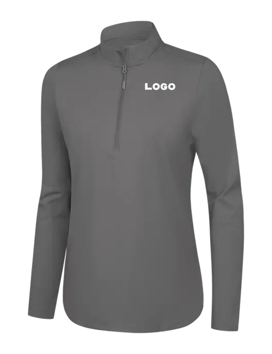  Womens Dark Medium Grey C-FREE Double Knit 1/4-Zip w/Logo