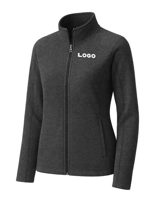 Charcoal Womens Heather Microfleece Full-Zip Jacket w/Logo