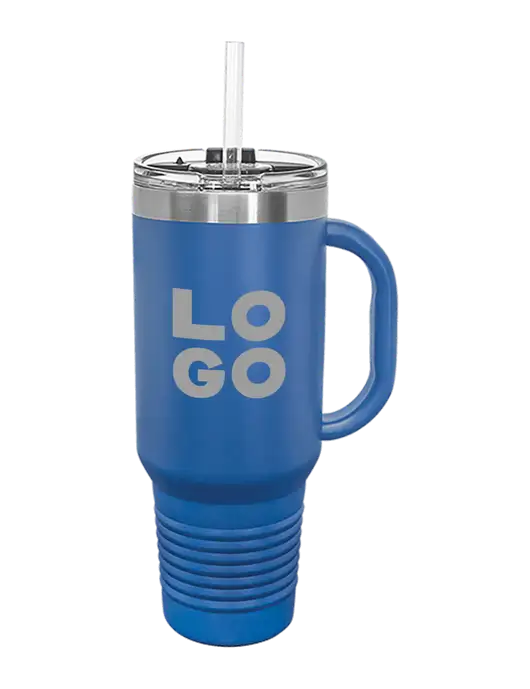 Polar Camel 40 oz. Powder Coated Vacuum Insulated Royal Travel Mug with Straw w/Logo