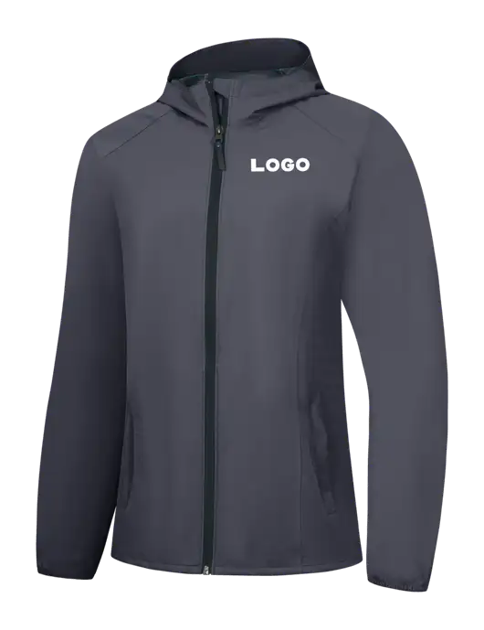 Womens Dark Grey Essential Rain Jacket w/Logo