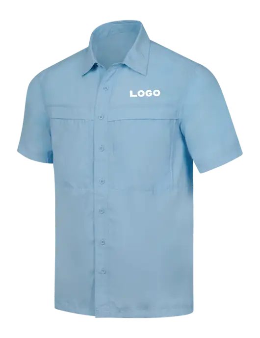 Light Blue Short Sleeve UV Daybreak Shirt w/Logo