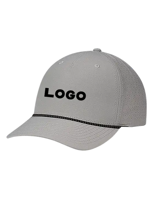 Richardson Laser Perf Performance Light Grey/Black-Grey Rope Cap w/Logo