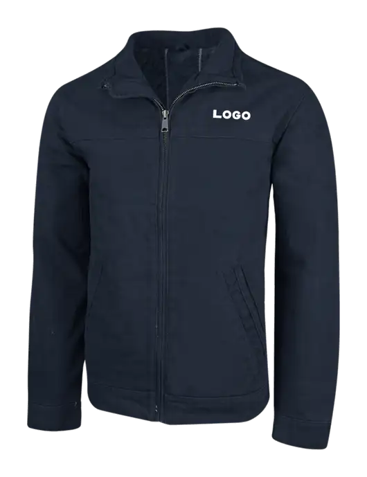 Cornerstone Navy Washed Duck Cloth Flannel Lined Work Jacket w/Logo