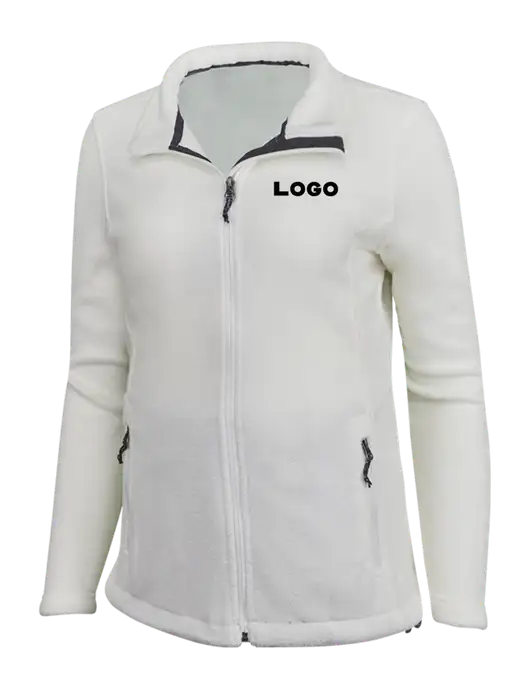 Womens White Fleece Jacket w/Logo