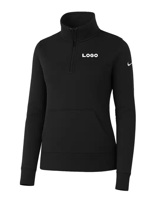 Nike Womens Black Club Fleece Sleeve Swoosh 1/2-Zip w/Logo
