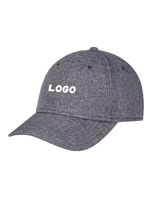 Heather Charcoal Structured Linen Look Cap Hook & Loop w/Logo