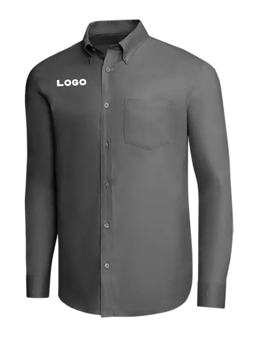 Brooks Brothers Dark Grey Wrinkle-Free Stretch Pinpoint Shirt w/Logo