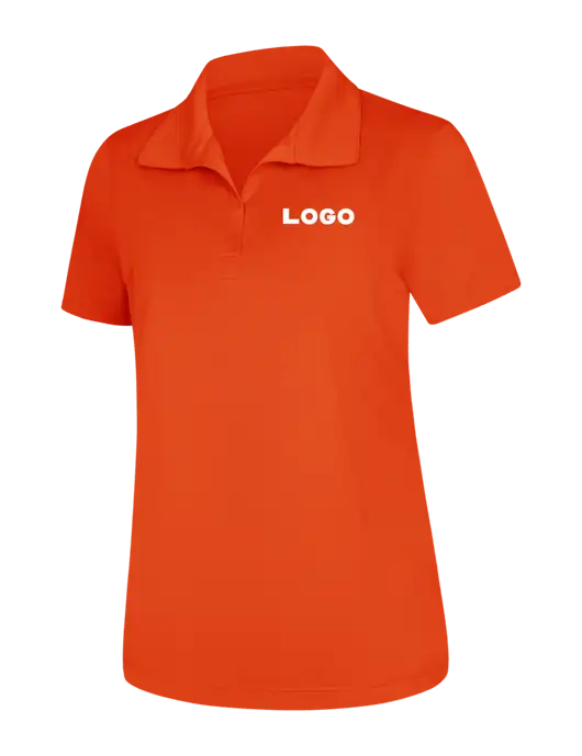 Womens Orange Micropique Sport-Wick Polo w/Logo