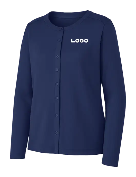 Dress Blue Navy Womens Concept Stretch Button-Front Cardigan Sweater w/Logo