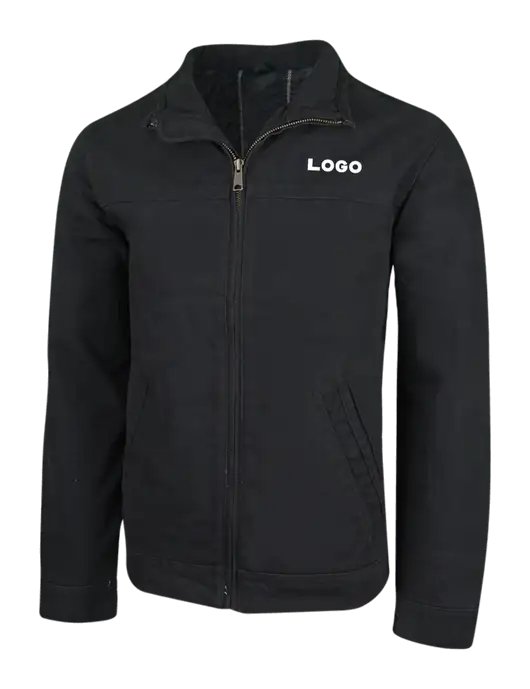 Cornerstone Black Washed Duck Cloth Flannel Lined Work Jacket w/Logo