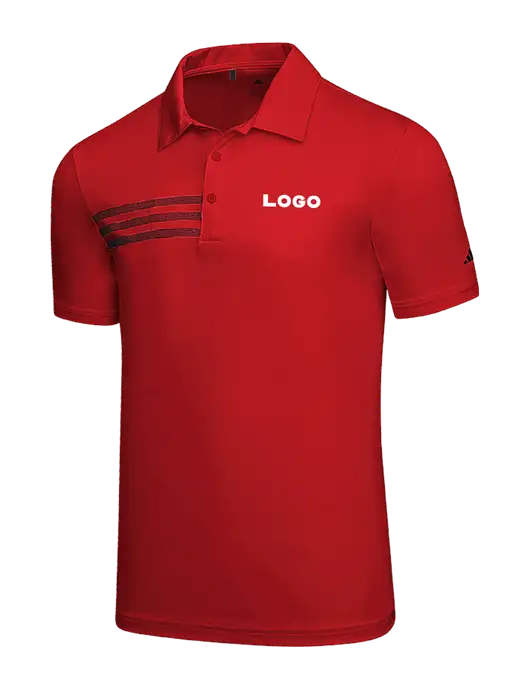 Adidas Red 3 Stripes Chest Polo w/Logo