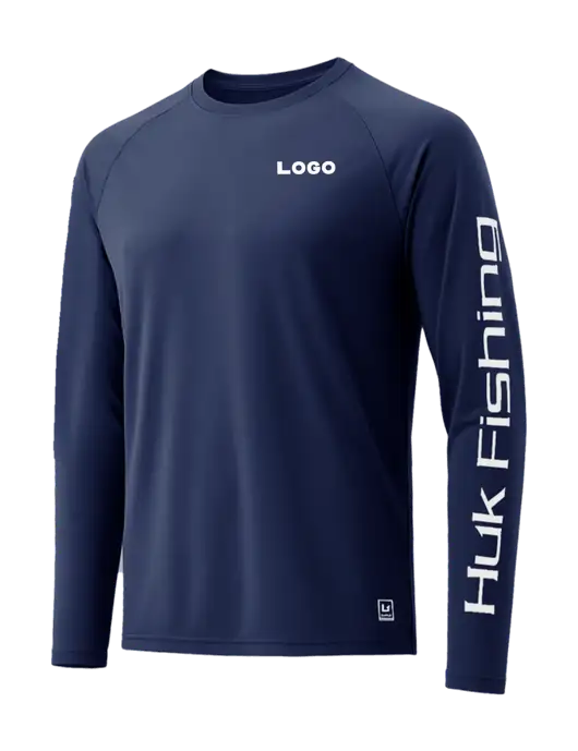 HUK Navy LoPro Pursuit Long Sleeve T-Shirt w/Logo