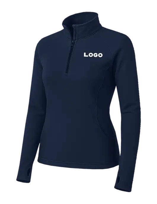 Navy Womens Sport Wick Stretch 1/4 Zip Pullover w/Logo