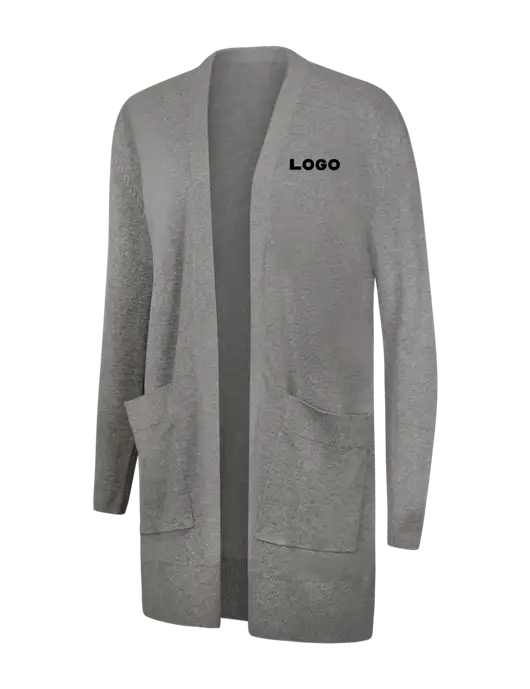 Mercer+Mettle Womens Light Grey Heather Open Front Cardigan Sweater w/Logo