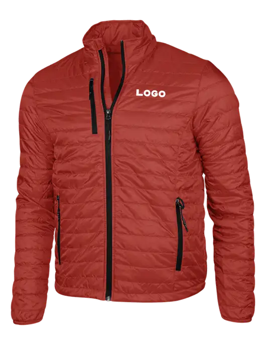Dark Red Puffy Packable Jacket w/Logo